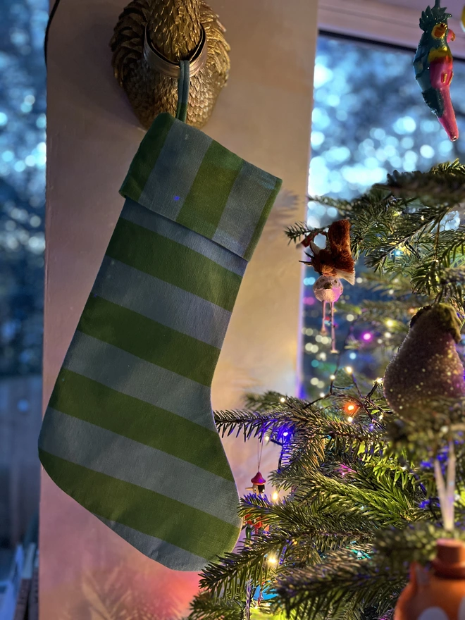 Blue and Green Stripe Stocking 