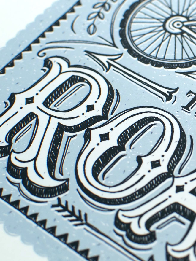 detail of R and O hand lettered