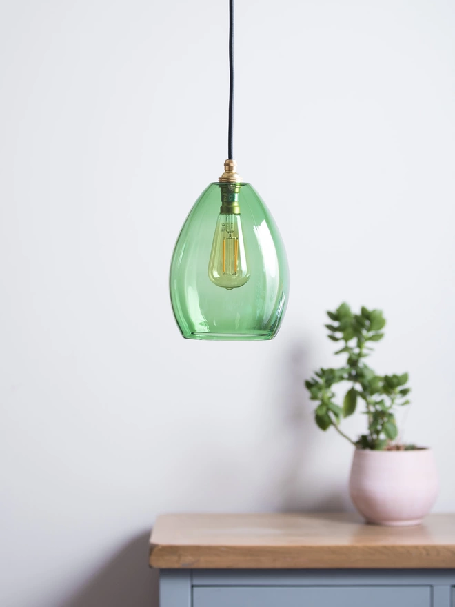 Medium Green Glass Bertie Pendant Light 