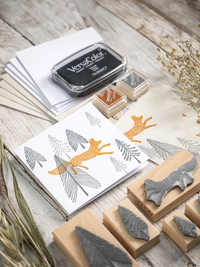 rubber stamp winter craft kit ink pad and envelope set