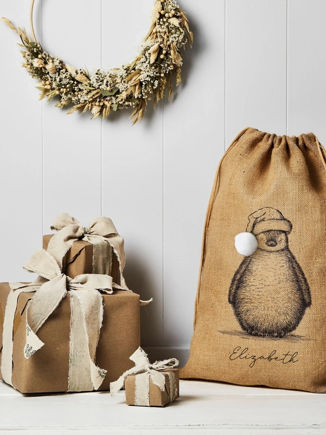 Personalised Christmas Sack, Large, Penguin