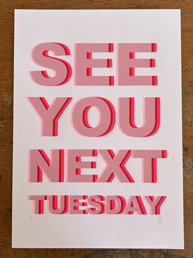 See You Next Tuesday Screen Print in Pink