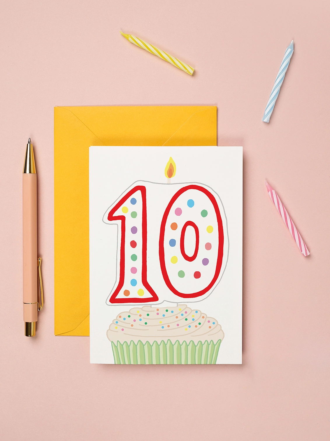 colourful gender neutral tenth birthday card