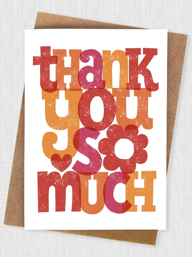 thank you so much card with kraft brown envelope