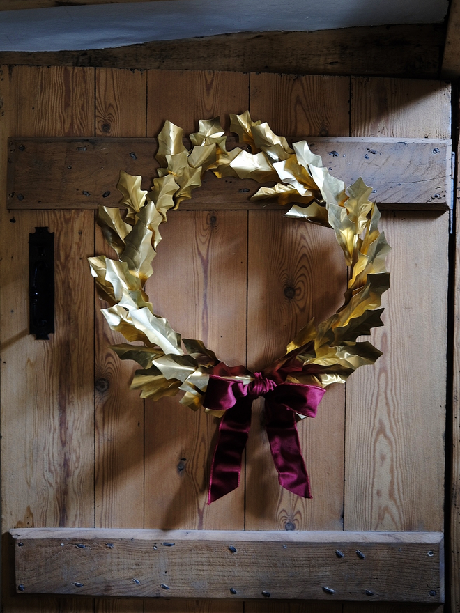Christmas Brass Holly Wreath