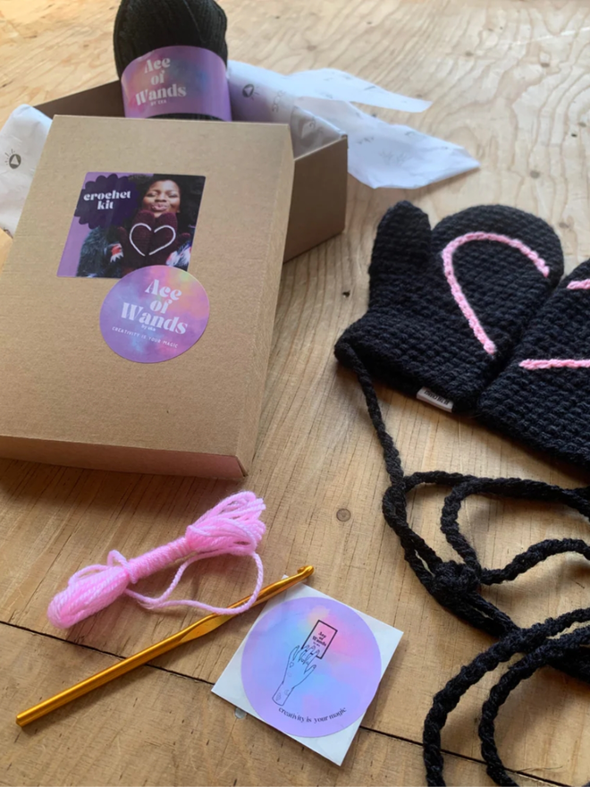 Hidden Heart Mitten Crochet Craft Kit