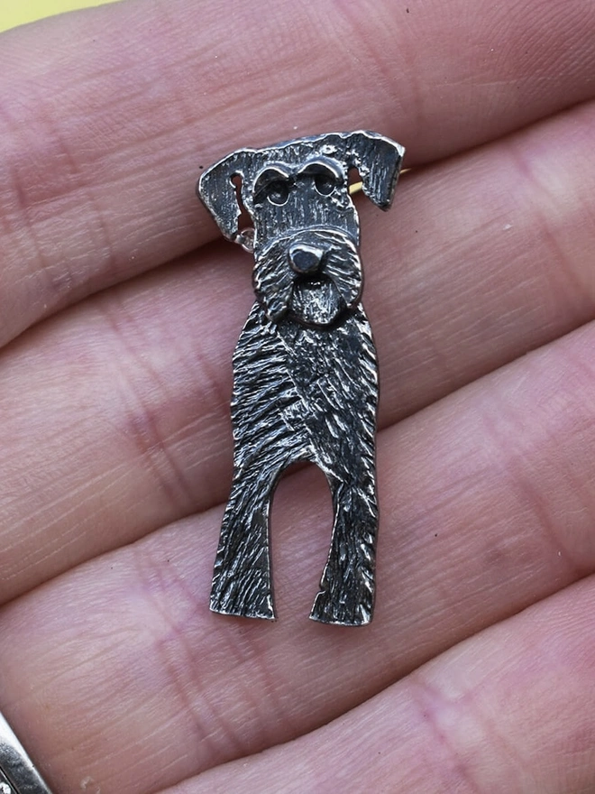 Silver Miniature Schnauzer Brooch