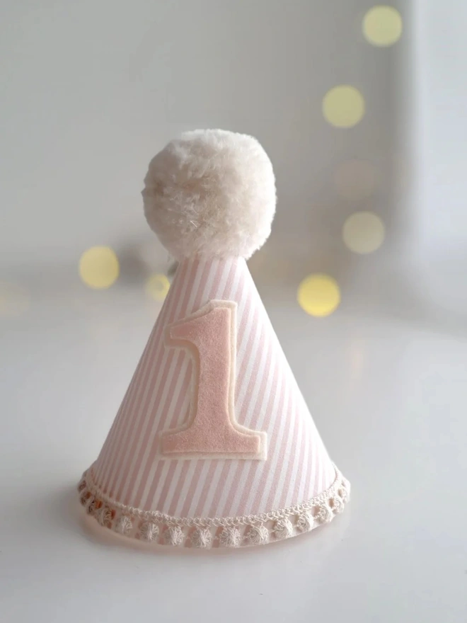 Strawberries And Cream Pink Striped Party Hat