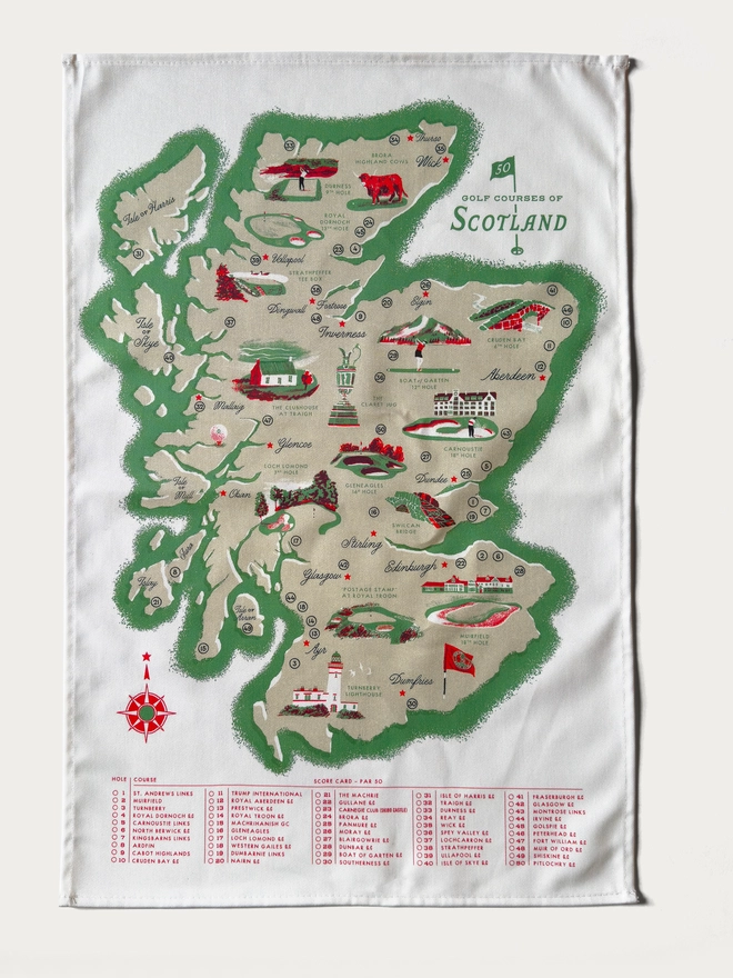Golf Scotland Full Tea Towel