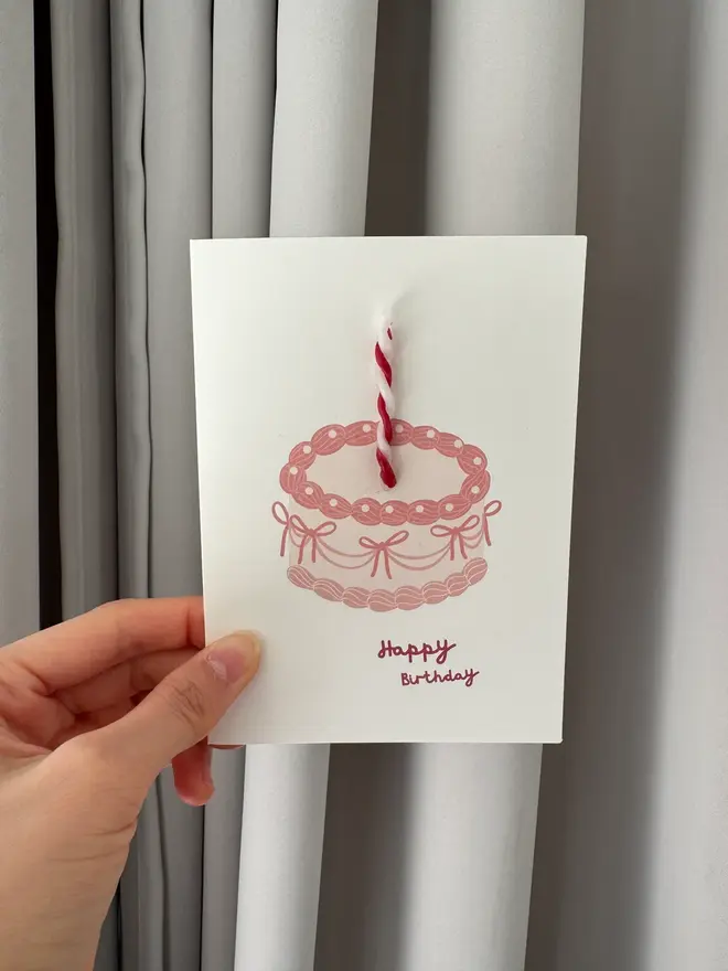Personalised Vintage Cake, Candle Birthday Card