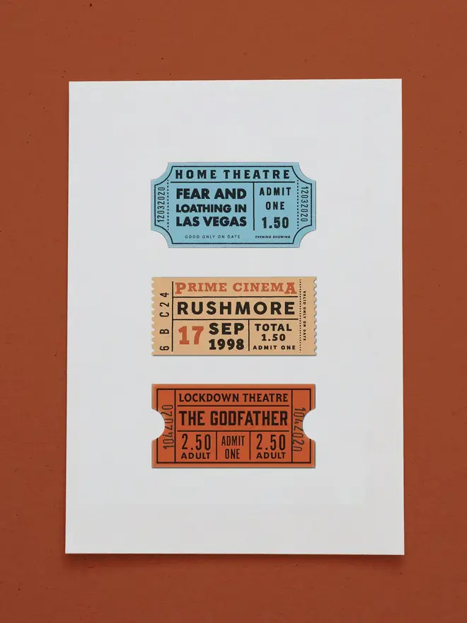 personalised 3 cinema ticket print