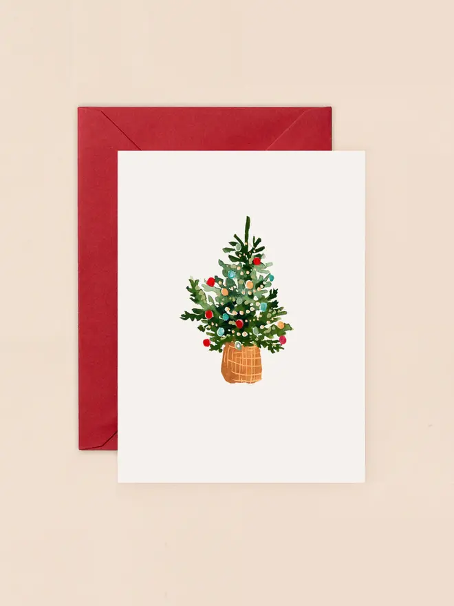 illustrated christmas tree card