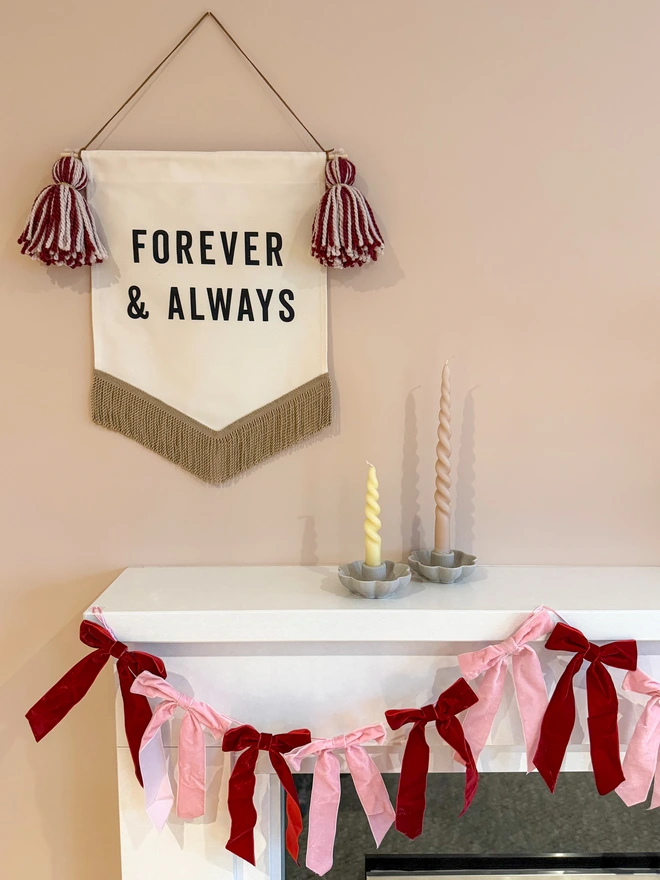 Handmade Fabric Forever and Always Valentine's Banner