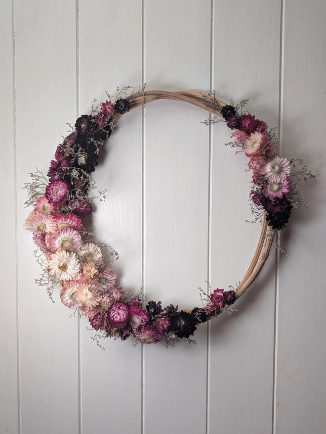 Beautiful natural wreath pinks and wine