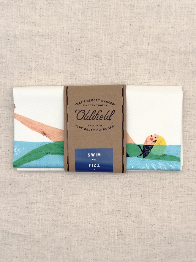 Swim & Fizz Tea Towel Folded Front