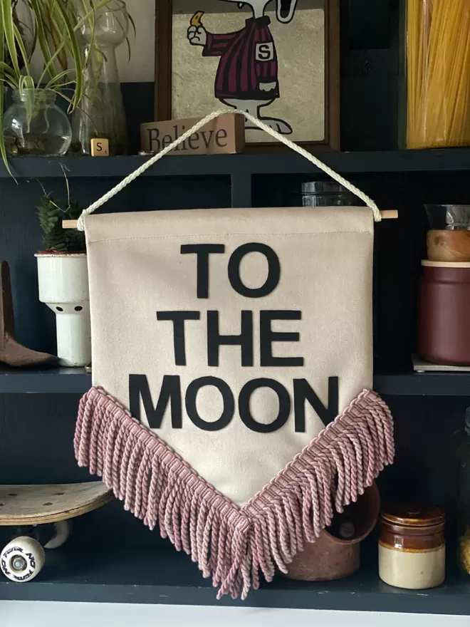 'To The Moon' Mini Velvet Wall Hanging