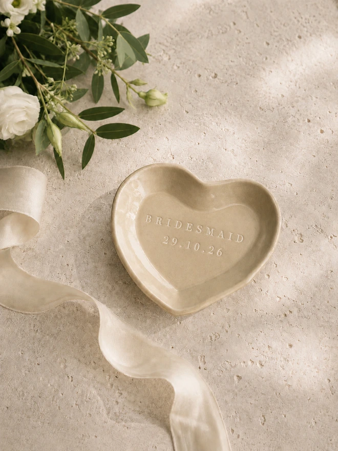 bridesmaid heart dish, bridesmaid gift, jenny hopps pottery