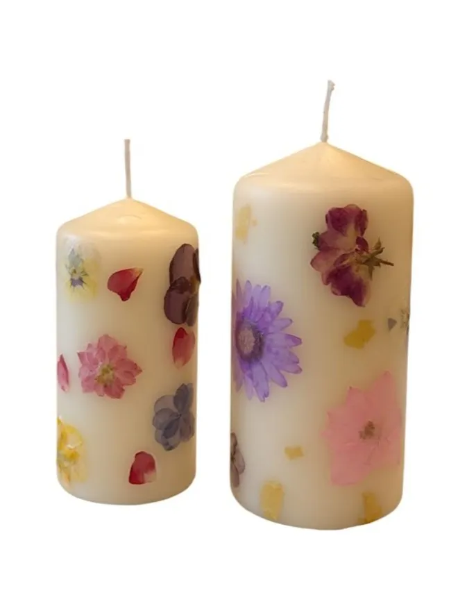 Handmade pillar Candles with Pressed Flower small and large size