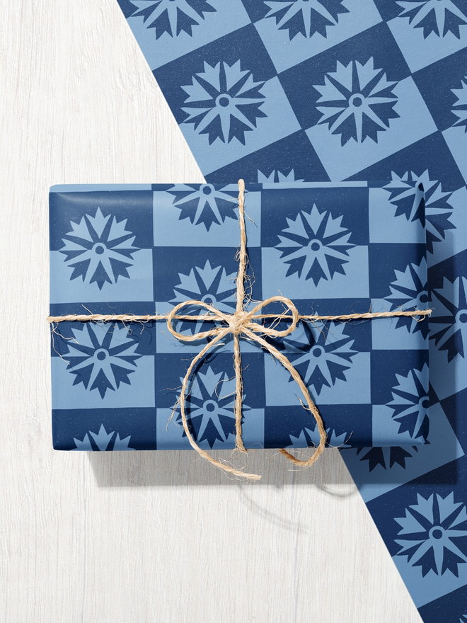 Cornflower blue gift wrap