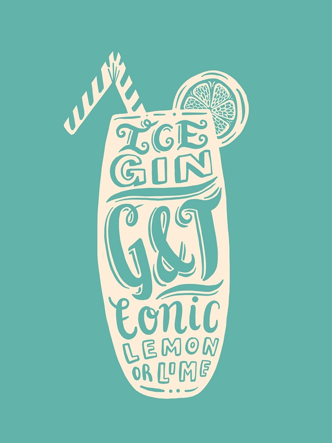 Gin & Tonic Cocktail drink artwork
