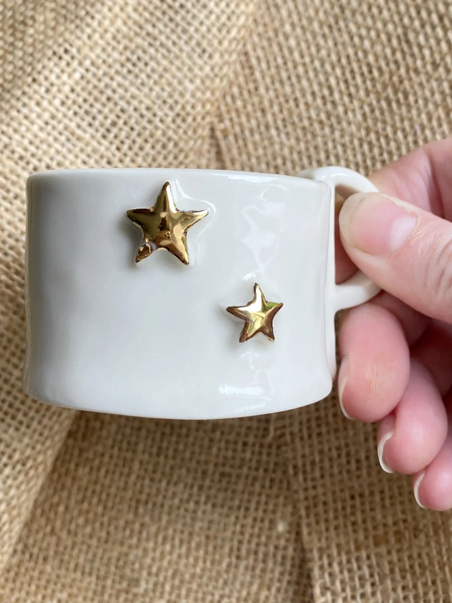 Gold Stars Porcelain tea light holder 
