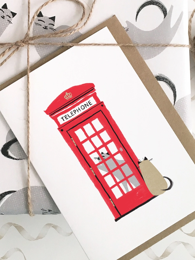 London Phone Box Card And Wrapping Paper