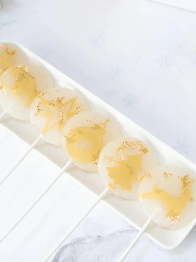 White and Gold Christmas Lollipop Gift Set