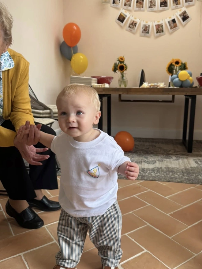 kids birthday t shirt, embroidered, birthday hat 