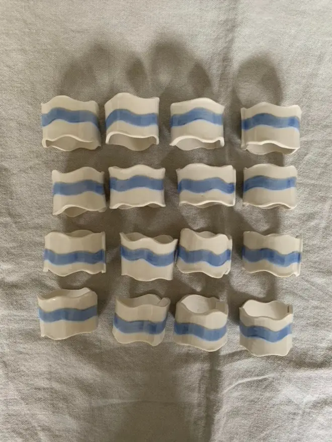 Pair of Porcelain Wave Napkin Rings (Set of 2)