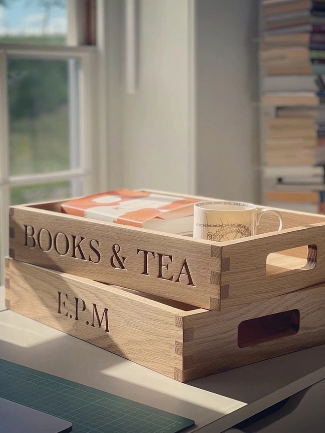 Personalised Oak Butler Tray - Small 