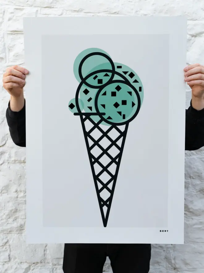 Mint Choc Chip ice cream art by artist Bert Fowler
