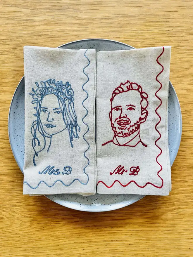 Embroidered Portrait Napkin