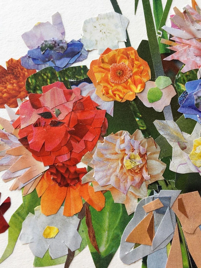 Paper Collage Bouquet Close Up