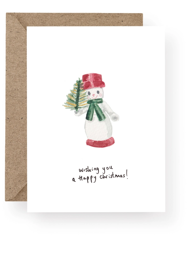 Snowman Gold Foil Christmas Card 