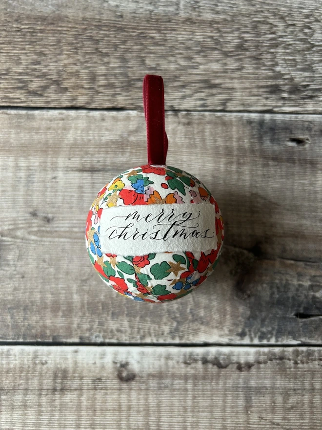 Liberty fabric Betsy floral personalised bauble