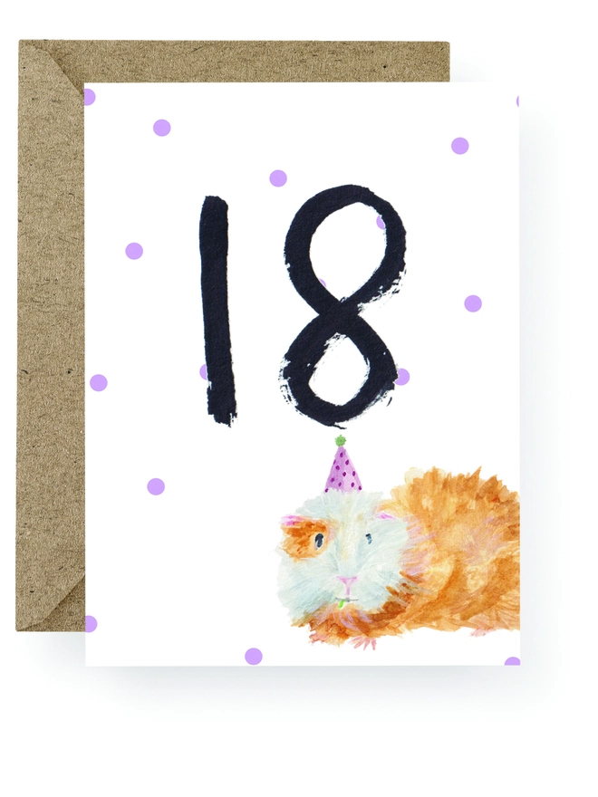 Guinea Pig 18th Birthday Card