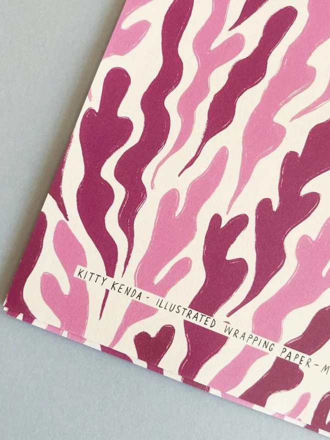 pink seaweed print wrapping paper