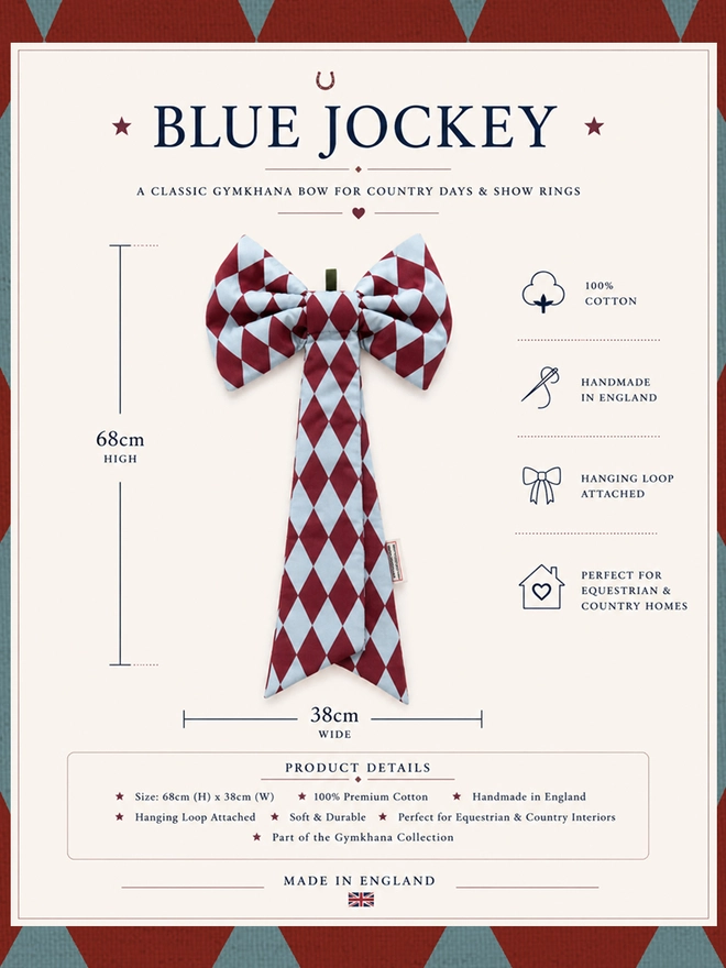 BLUE HARLEQUIN CHRISTMAS BOW