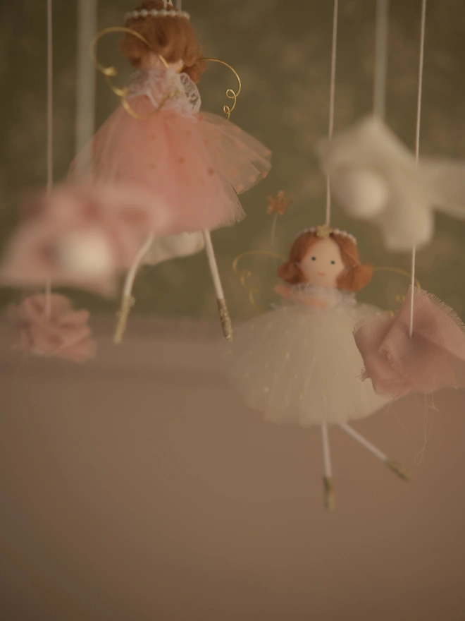 Felt fairy mobile, fairy mobile, crib mobile, nursery décor, baby girl gift, pastel nursery, magical nursery, woodland nursery décor.