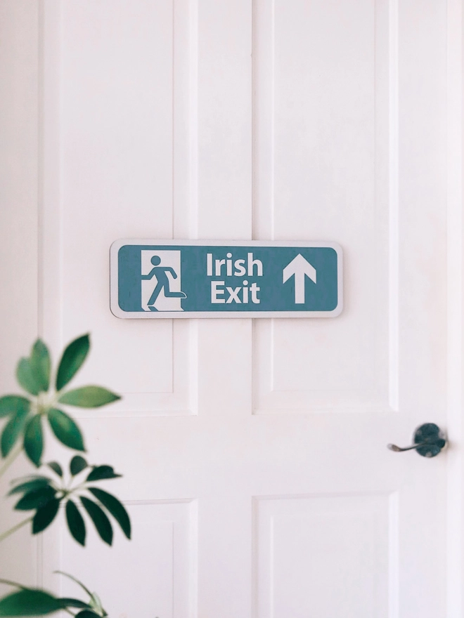 Irish Exit Sign Blue