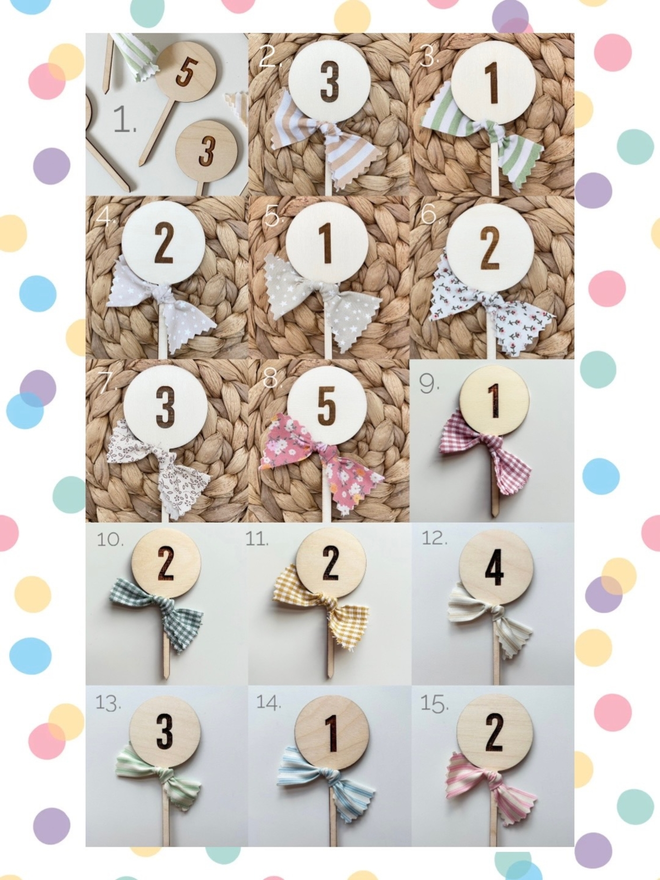 Fabric Swatches for Mini Number Cake Toppe