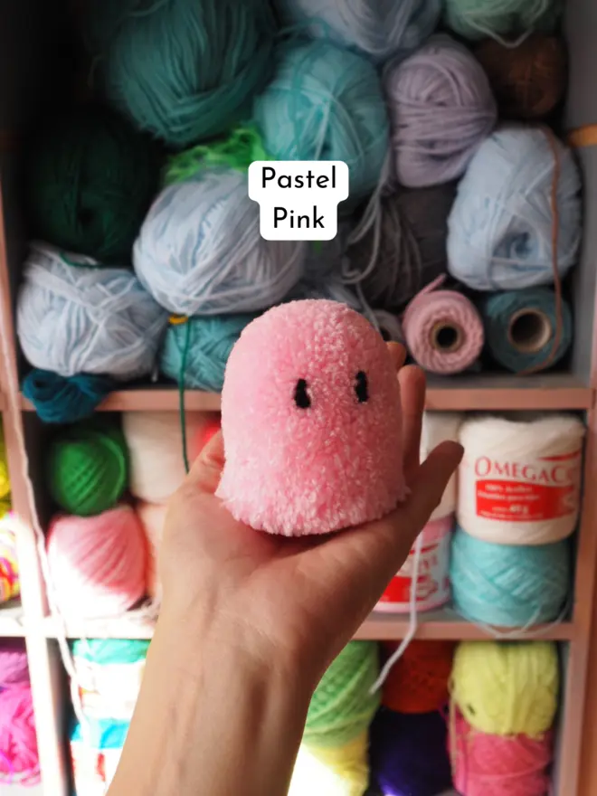 Pastel Pink Ghost Pom Pom Desk Buddy