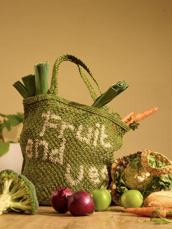 Fruit And Veg Jute Tote Bag