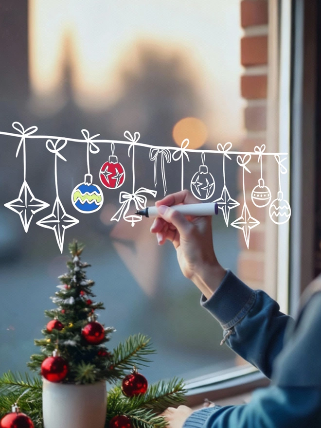 christmas colouring in wndow decal