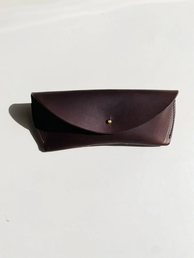 Brown leather glasses case