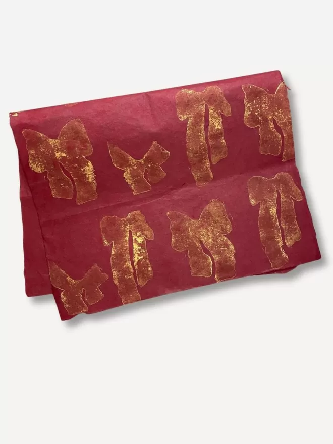 Gold Bow Block Printed luxury Wrapping Paper
