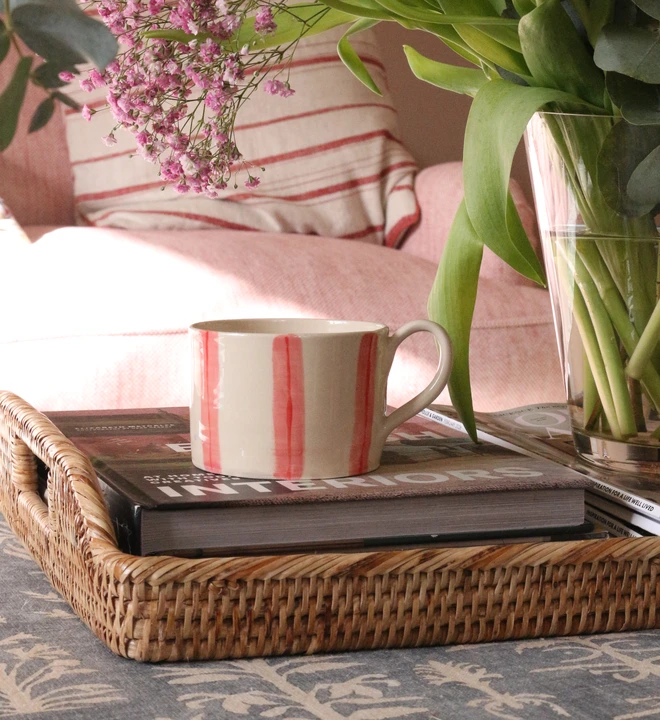 pink and red coffee cup