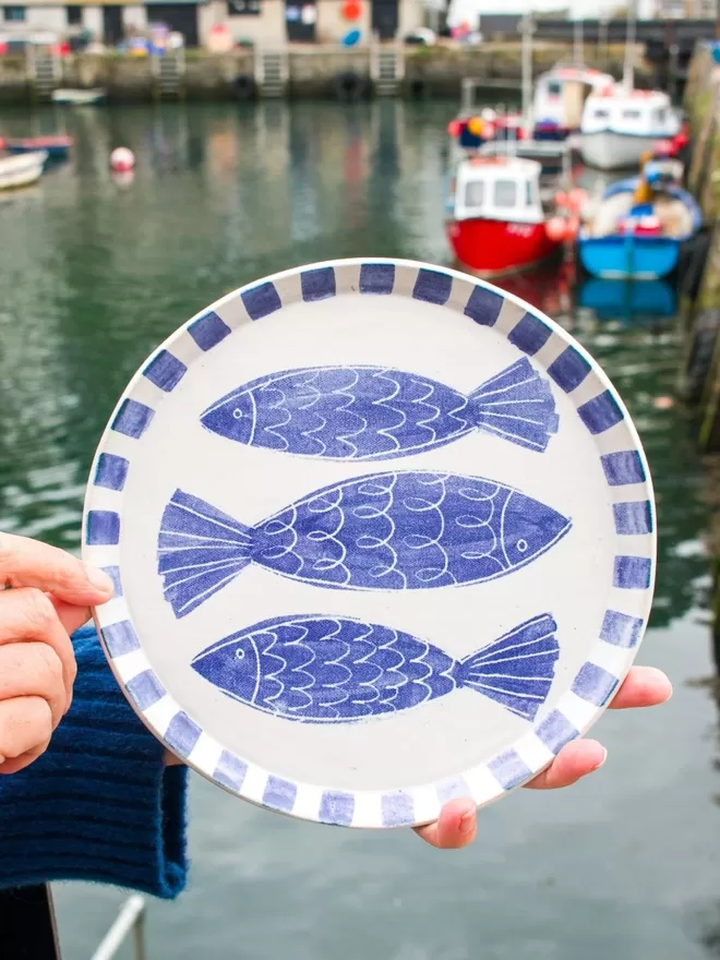 fishes plate in the harbour