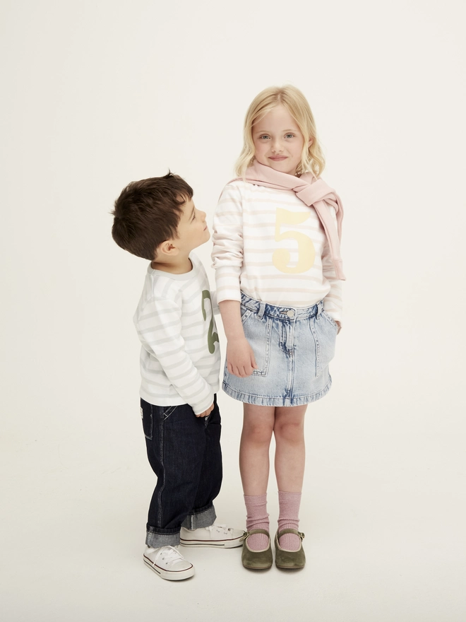 powder pink breton number 5 t shirt