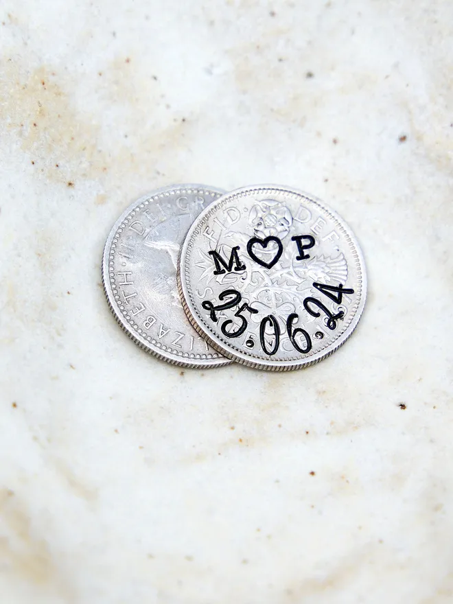 Personalised Couples Initials & Date Stamped Coin